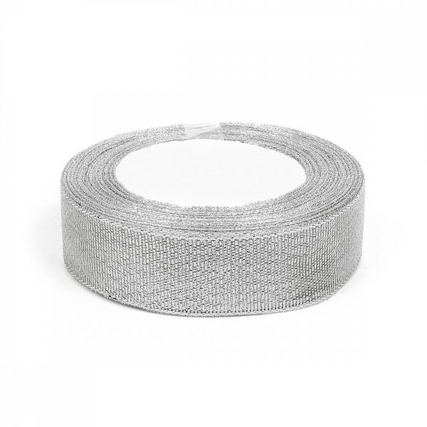 Лента металлизированная 25.0 мм / 22.85±1 метра, цв. серебро, Magic4Hobby