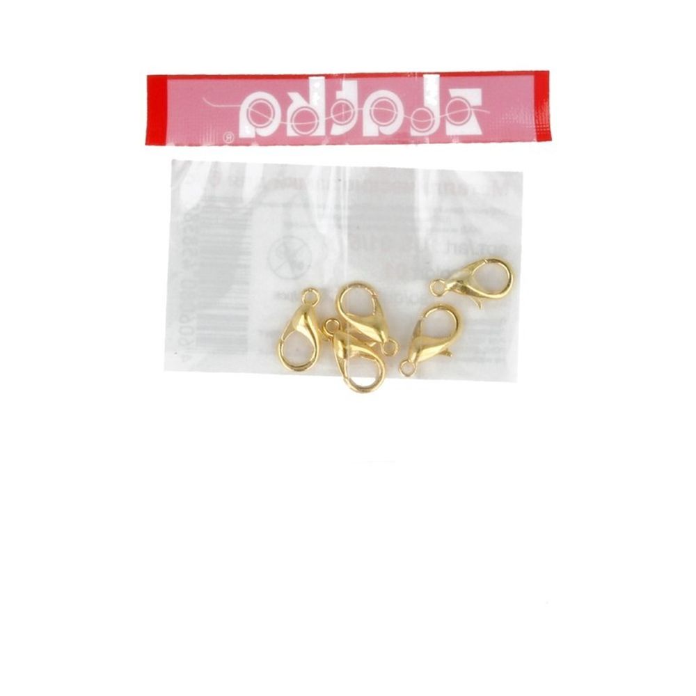 Замок для бус карабин 12 мм, 5 шт, №01 золото, Zlatka DS-01/5