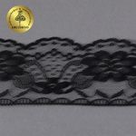 Кружево отделочное в стиле "трикотаж" 70 мм, диз. 285, цв.10 черный, уп. 27,4 м