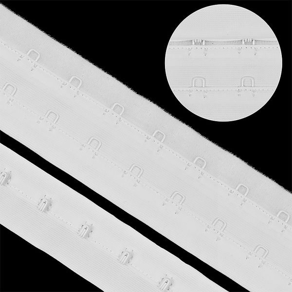 Застежки для бюстгальтера текстильные на мягкой ленте (2 ряда) 40 мм / 45.7 метра, шаг 15 мм, 01 белый