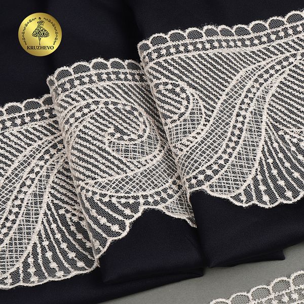 Кружево на сетке широкое 100 мм, TR.2107, розовый, 13.5м, Kruzhevo