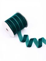 Лента бархатная (тесьма) 20.0 мм / 22.86±1 метров, арт.20VR39 нейлон цв.т.зеленый