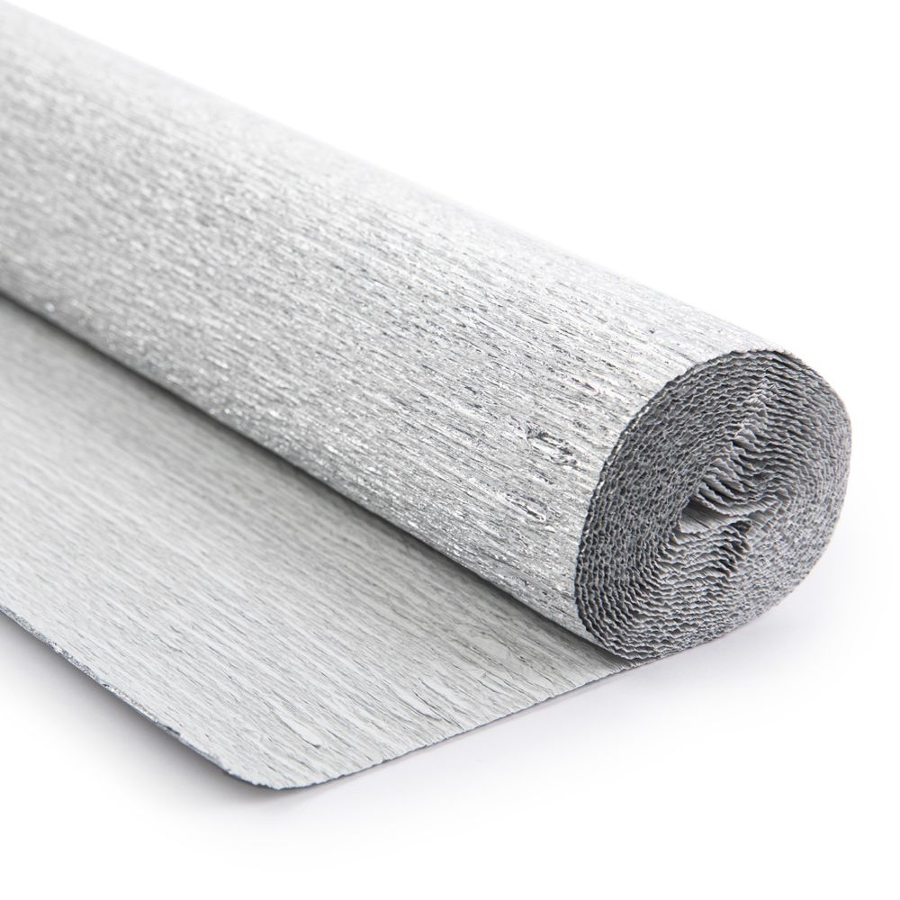 Бумага гофрированная (креповая) 180 г/м², 50 см / 2.5 метра, 802 серебро, Blumentag GOF-180/M