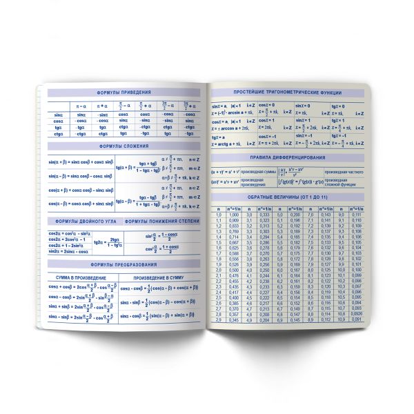 Тетрадь со справочным материалом На задней парте, выбор.лак, A5+ 48 л. на скобе 65 г/м², белизна 100 %, 10 шт, клетка, 01298 На задней парте Алгебра, Светоч Т141