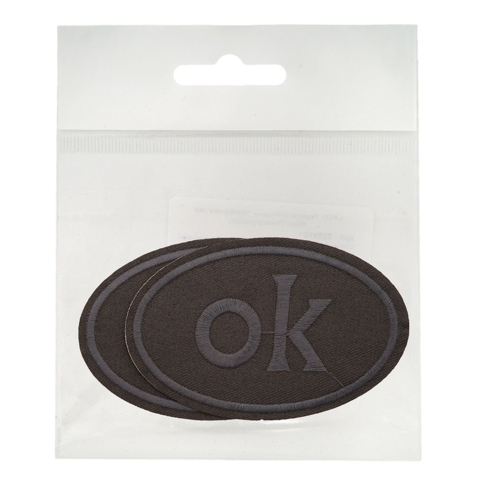 Термоаппликация овал OK 92х60мм (Gray2 (серый2)), 2 шт, LA560