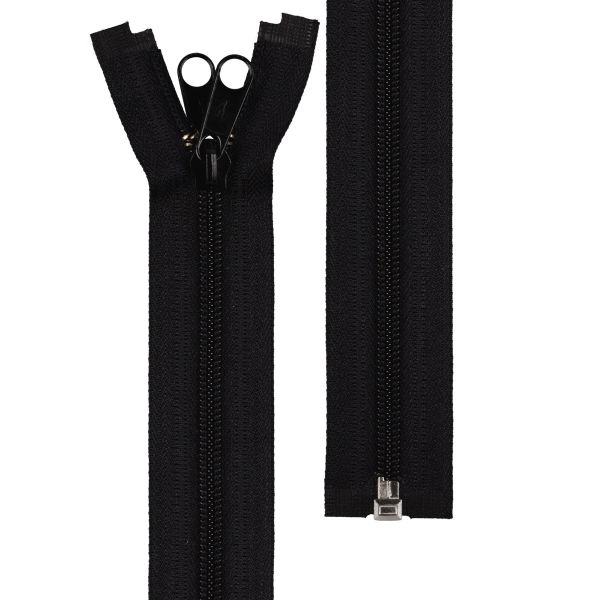 Молния спираль (витая) Т5 (5 мм) 1 зам., разъем., 280 см, 2-язычковая, 002 черный, G105 Gamma, 10 шт