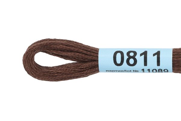 Мулине Gamma 100% хлопок, цв.0811 т.коричневый, 24 мотка по 8 метров