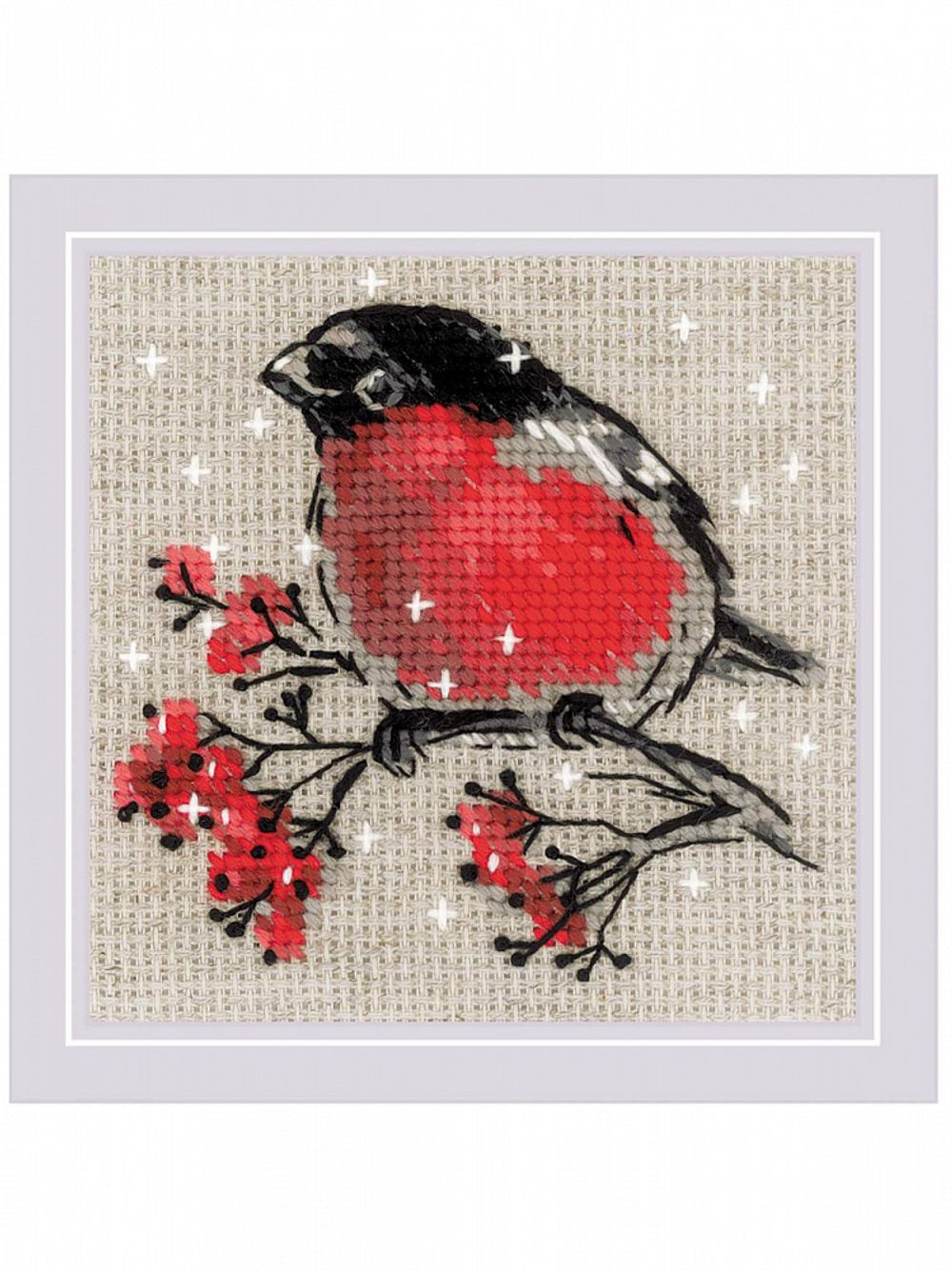 Набор для вышивания нитками Риолис, Зимний гость 10х10 см