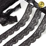 Кружево эластичное (стрейч) 25 мм / 5 метров, TBY.8032, цв.02 черный