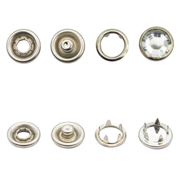 Кнопка рубашечная (джерси) акрилик ⌀10.5 мм, ≈72 шт, МЕТАЛЛ, прозрачный страз/никель, NEW STAR