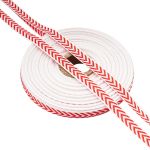 Лента (тесьма) жаккардовая 10.0 мм / 25±1 метров, Славянский орнамент Оберег, рис. 9880, белый/красный, С3853Г17