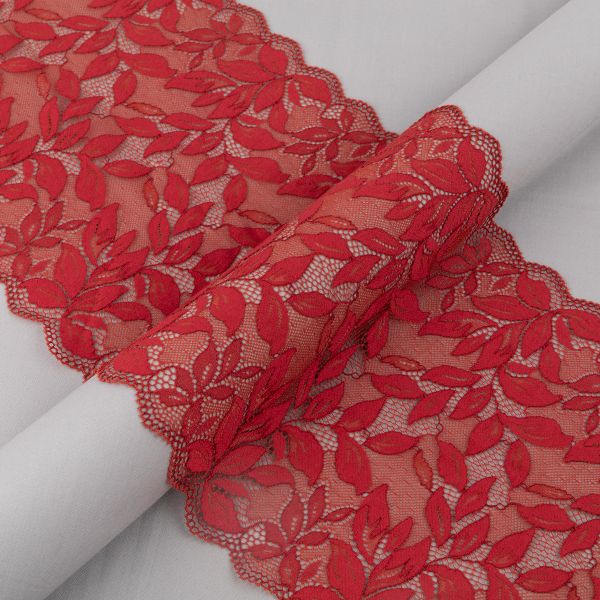 Кружево бельевое эластичное 225 мм / 3±0.2 метра, Турция, т.красный, Blitz