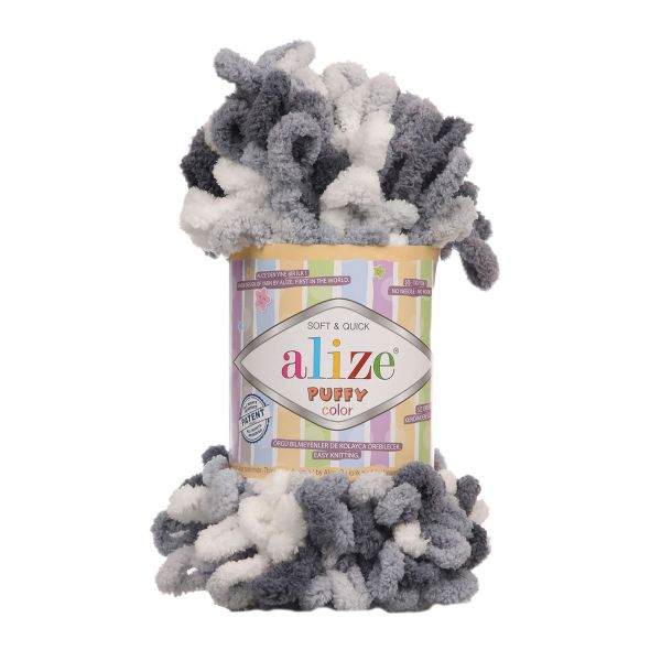 Пряжа Alize (Ализе) Puffy Color / уп.5 мот. по 100 г, 9м, 5925 секционный A