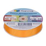 Лента репсовая (в рубчик) 25.0 мм / 45.5 метра, 016 т.оранжевый, Gamma GR-25