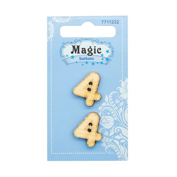 Украшения декоративные пуговицы Цифра Четыре, 2 шт, Magic Buttons BBLWA66-32L