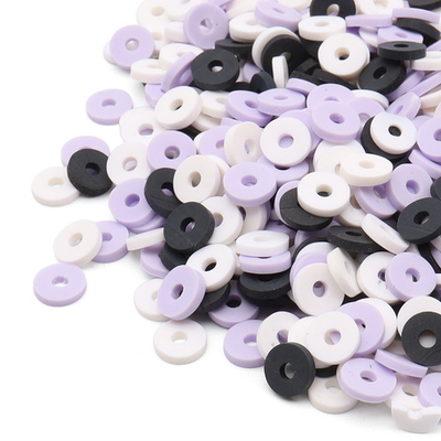 Бусины полимерная глина ⌀6 мм, плоские, 20г, Astra&Craft (B33 белый, черный, св.сиреневый микс)