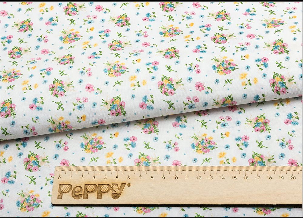 Ткань для пэчворка Peppy Нежная история, отрез 50х55 см, 146 г/м², НИ-07 белый, Peppy