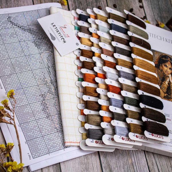 Набор для вышивания нитками Luca-S, Индийская принцесса и тигр, 63,5х38см