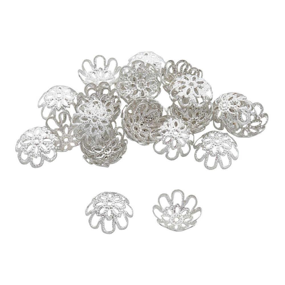 Шапочка для бусин 4AR205, 12мм 30 шт/упак, Astra&Craft (Серебро)