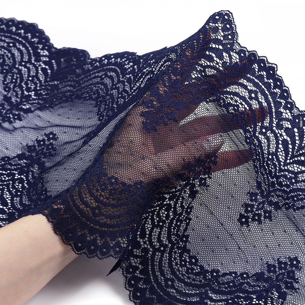 Кружево бельевое эластичное 230 мм / 3 м, 8036 цв.S919 т.синий, Kruzhevo