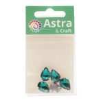 Хрустальные стразы в цапах формы капля, изумрудный 10х14 мм, 5 шт., АЦ009НН1014