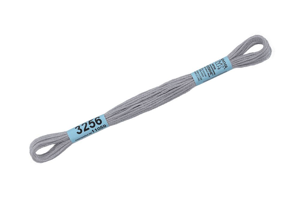 Мулине Gamma 100% хлопок, цв.3256 серый, 24 мотка по 8 метров