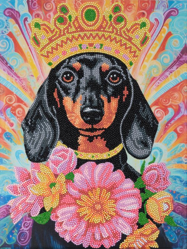 Алмазная (кристальная) мозаика Фрея ALPD-272, на подрамнике Королевская такса, 30х40 см