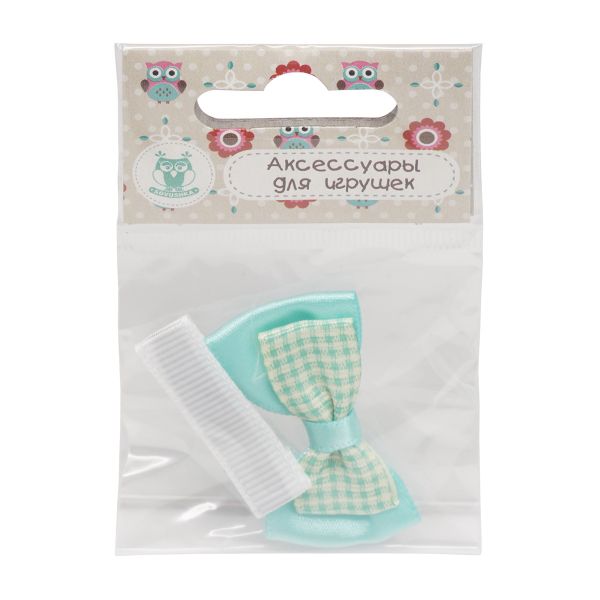 Набор Б-003 мини бантик+заколка 36мм/35мм (мятный/белый) 29354