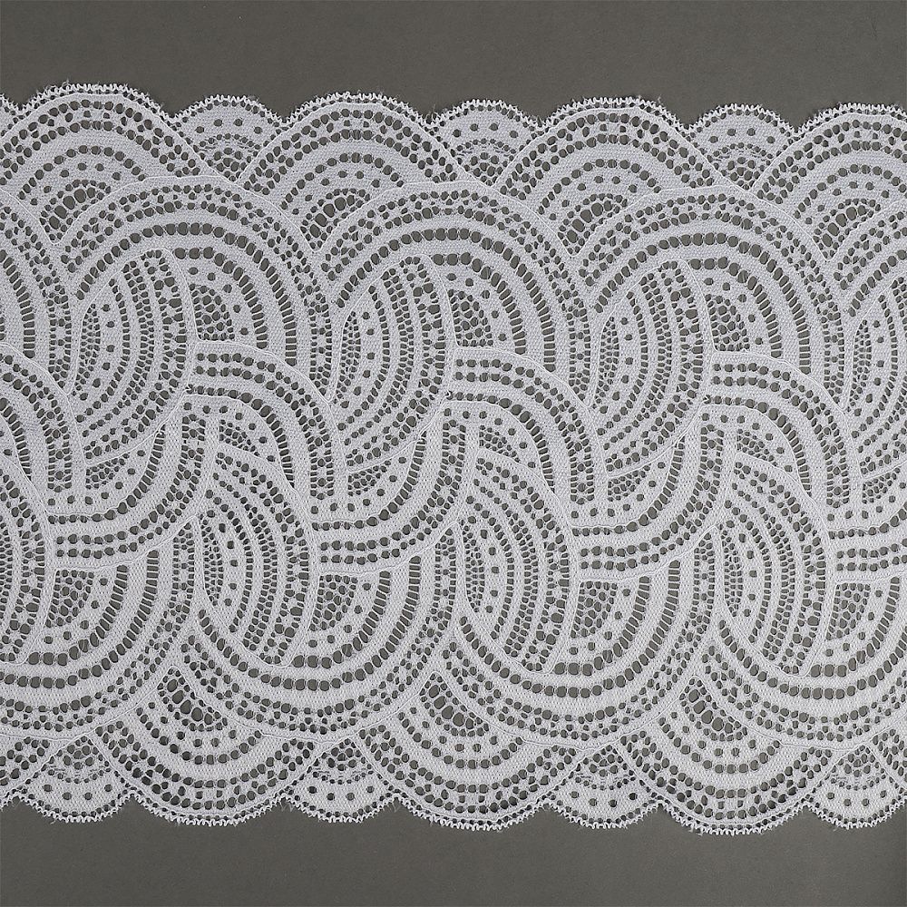 Кружево бельевое эластичное 210 мм / 3 м, 8033 цв.01 белый, Kruzhevo