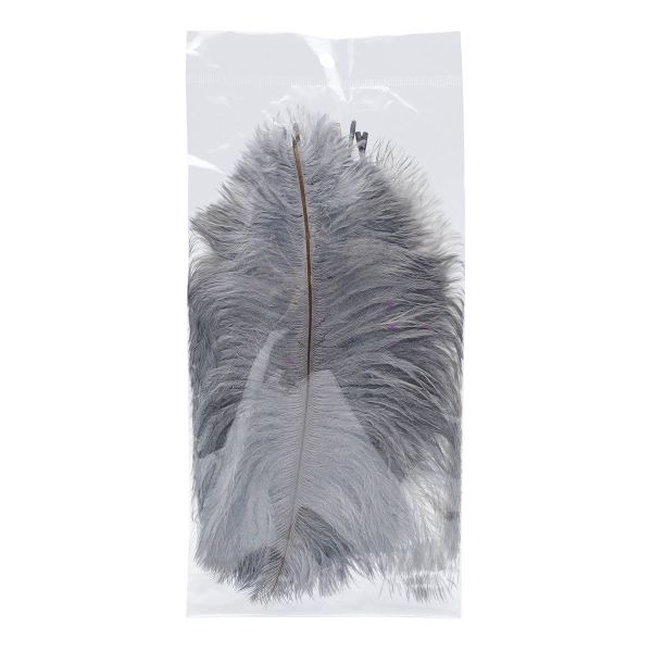 Перья страуса декоративные 20-25см, 10 шт в упак, серый