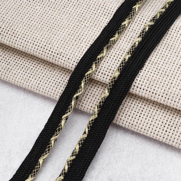 Кант декоративный с люрексом 11 мм / 27.43 метров, 06 черный/золото, 3Al303