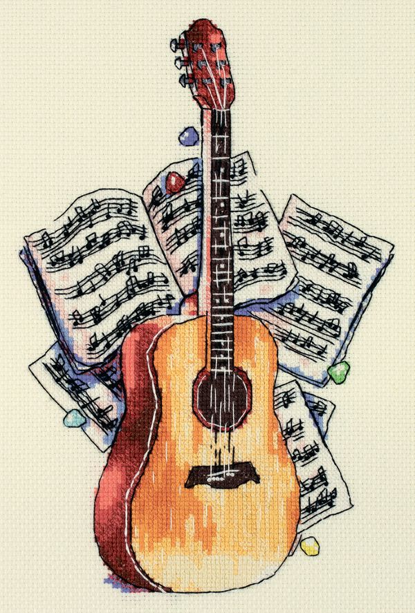 Набор для вышивания нитками Klart, Аккорды для гитары, 23.5х16.5 см