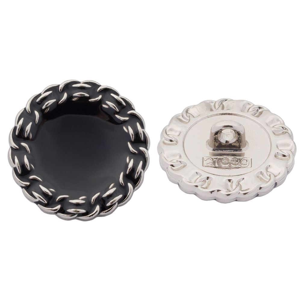 Пуговицы на ножке 32L=20 мм, металл, S.Black (серебро-черный), 10 шт, MP05