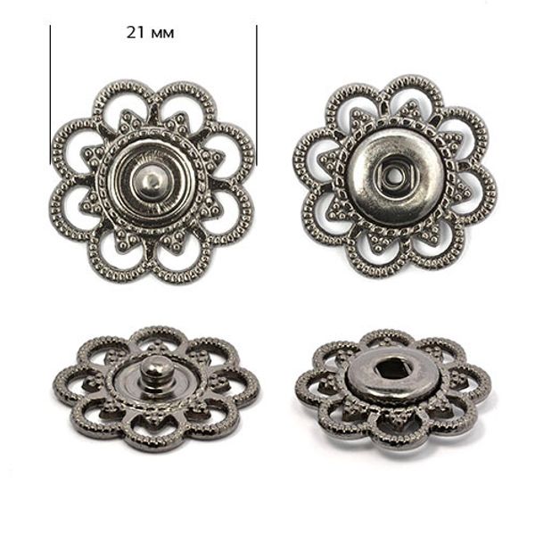 Кнопка пришивная металл ⌀21.0 мм, BJ114, цв.никель черный уп. 50 шт, TBY