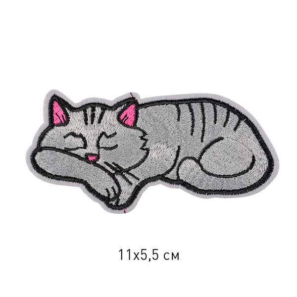 Термоаппликация Спящий кот 11х5,5см, 10 шт