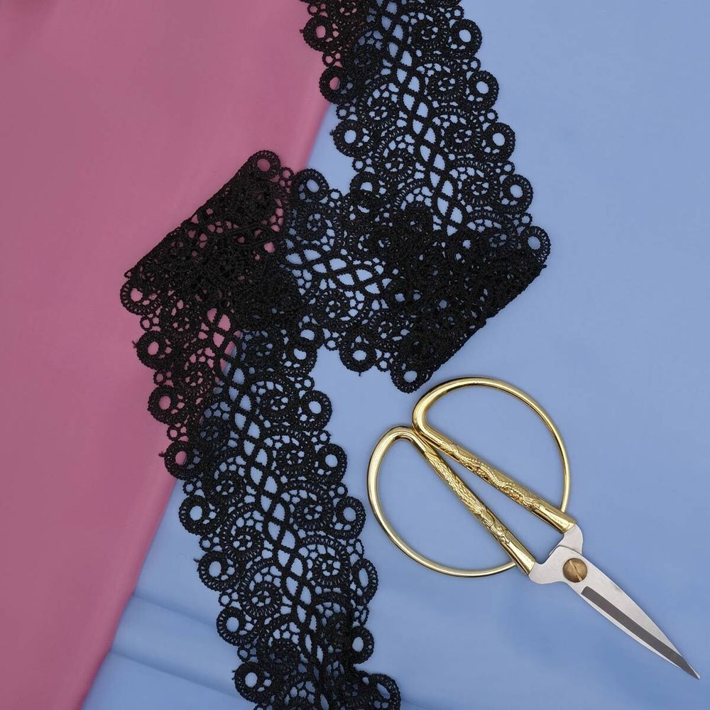 Кружево гипюр (плетёное) 75 мм / 13.7 метров, черный, 3AR1300