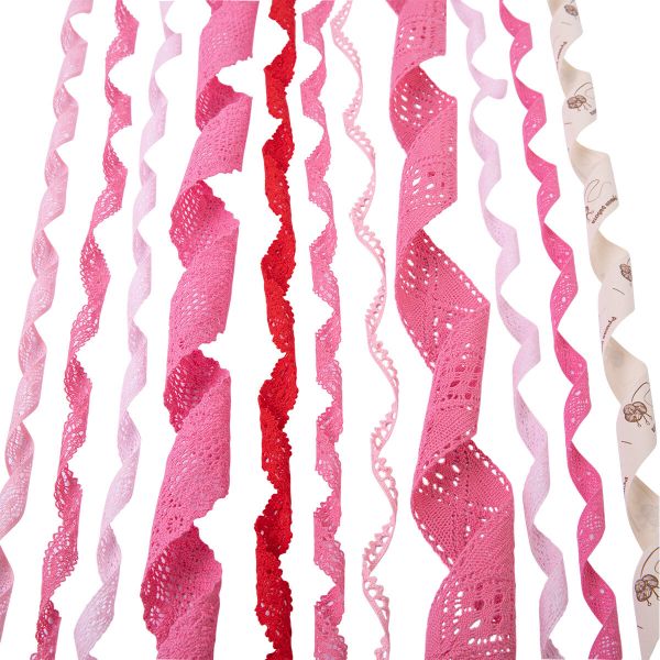 Набор кружевных лент 11 шт по 1 м, 05 розовый, Gamma HC-VS