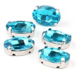 Хрустальные стразы в цапах овальной формы, голубой 10х14 мм, 5 шт., ОЦ010НН1014
