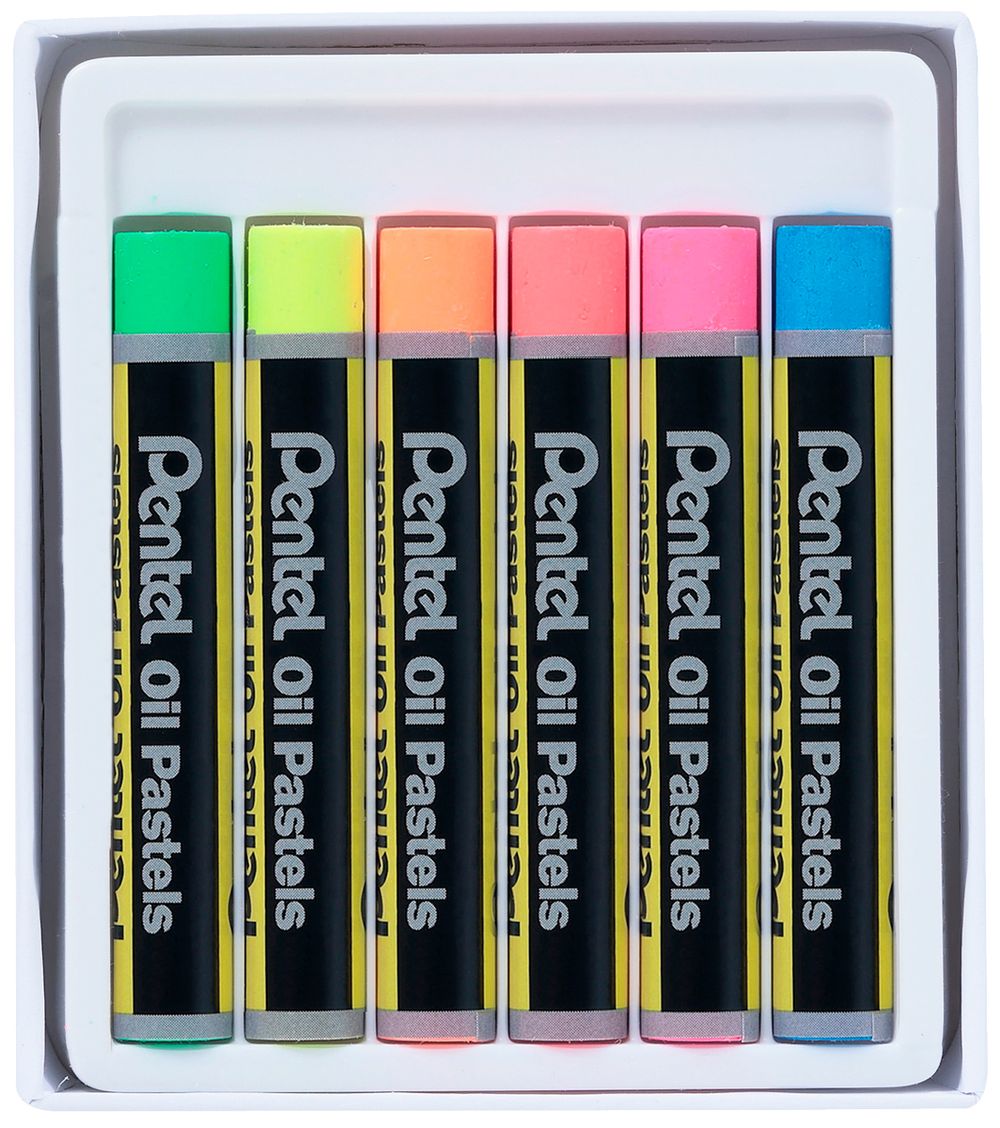 Пастель масляная флуоресцентная 6 цв, Pentel PHN-F6