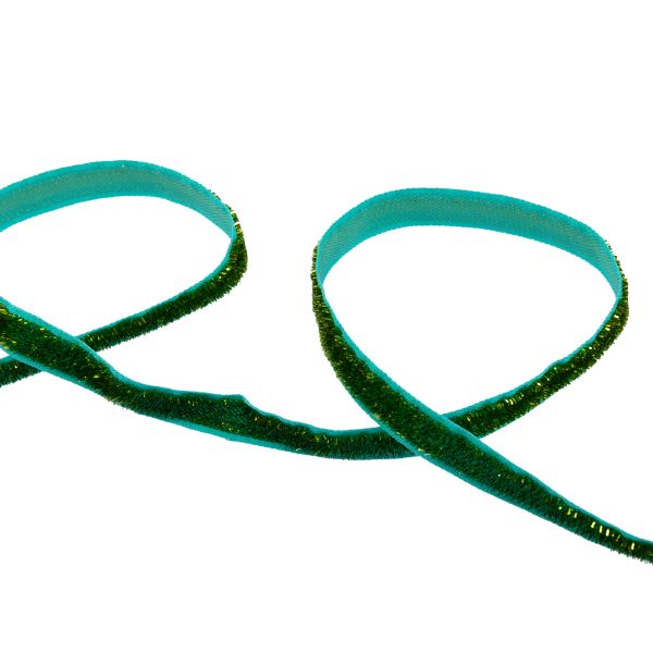 Лента бархатная (тесьма) 10.0±2 мм / 10±0.5 метров, с метанитом, рис 9252 салатовый/морская волна, Blitz С3722Г17