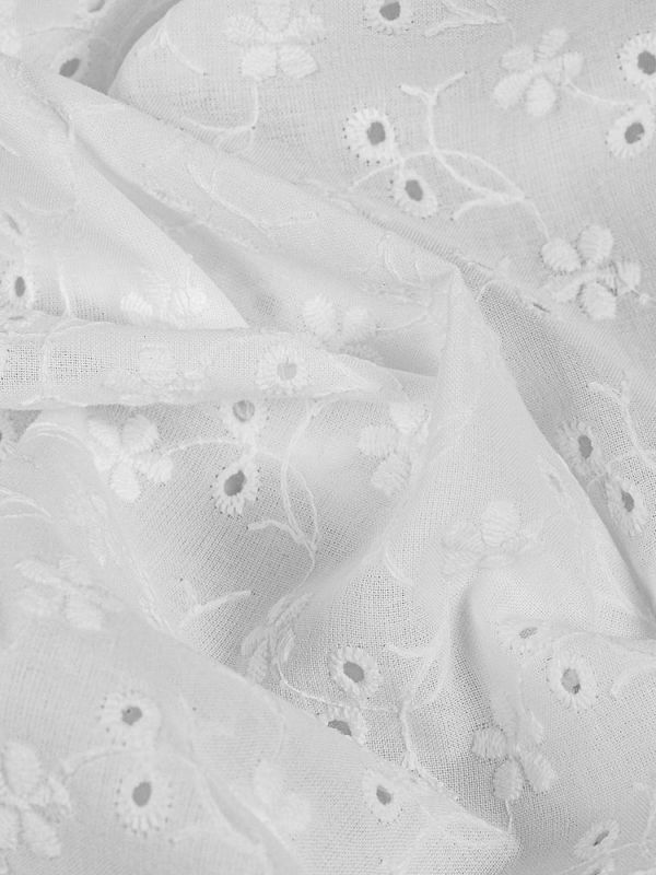 Ткань шитьё (прошва) 100 г/м², 150 см / 2 метра, TBY.Emb.8067.1.2, цв.01 белый