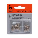 Крючки пришивные 11 мм, никель, серебристые, 14 шт, Pony