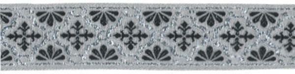 Лента (тесьма) жаккардовая 50.0 мм / 10±0.5 метров, (галун православный), серебро/черный, Gamma TRJ-66