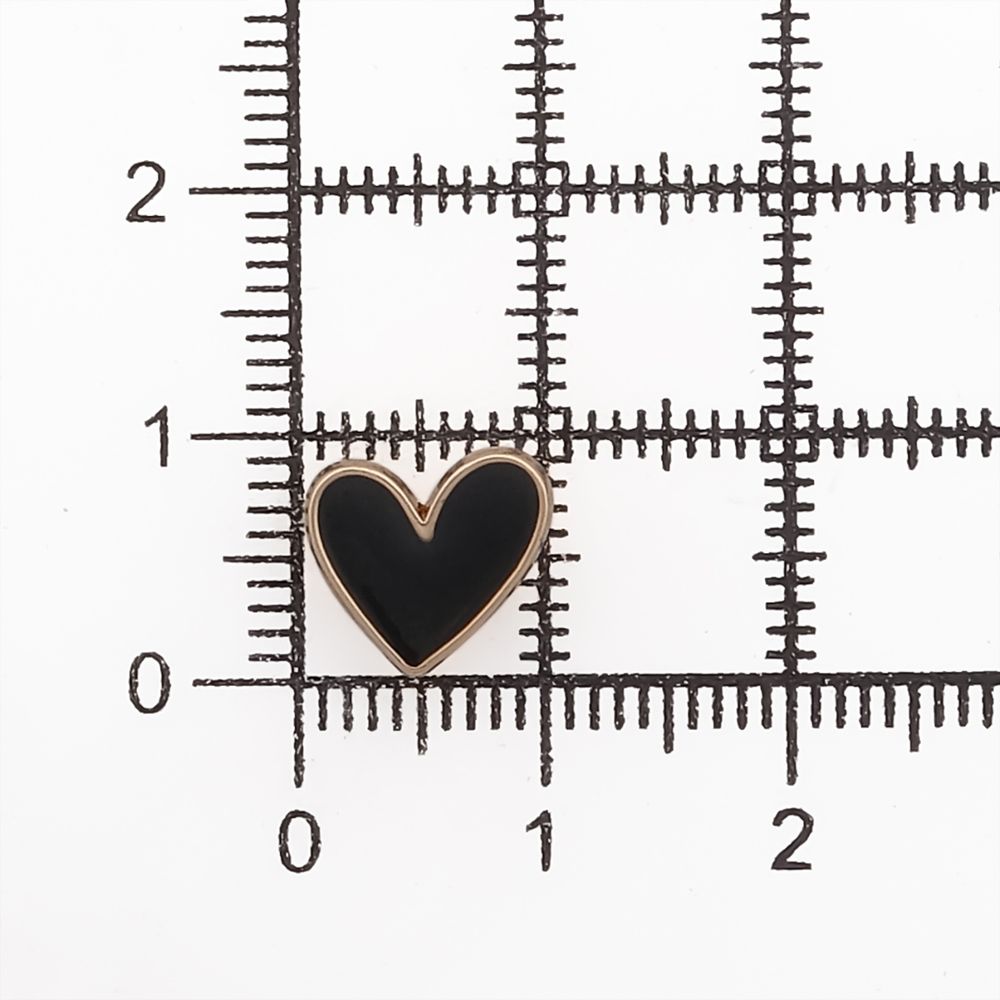 Пуговицы на ножке фигурная Сердце 16L (10мм), металл (Black/G (черный/золото)), MEs-2012, 36 шт