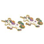 Подвеска металлическая с эмалью белый единорог, 34 мм, 2 шт в упак, Astra&Craft