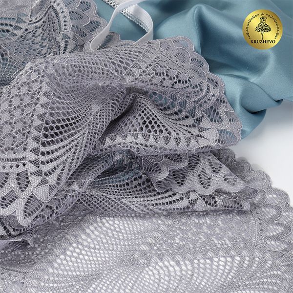 Кружево бельевое эластичное 190 мм / 3 метра, TBY.30200, цв.17 серый, Kruzhevo