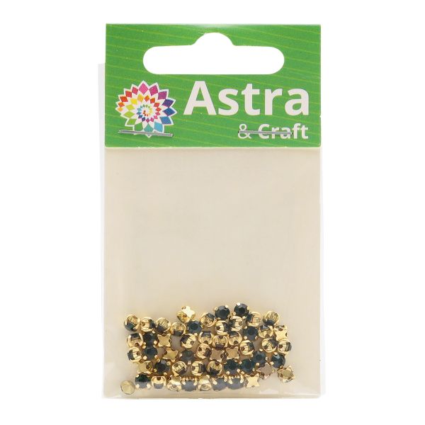Хрустальные стразы в цапах/золото, 4мм, 50 шт/упак, Astra&Craft (36 изумрудный), 4AR159/166