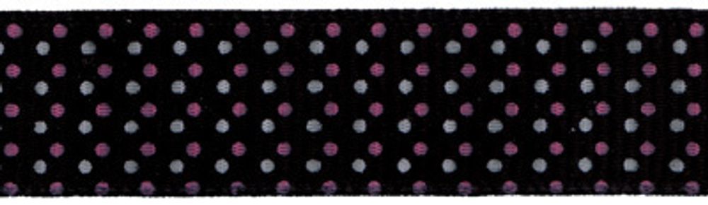 Лента репсовая (в рубчик) с рисунком 12.0 мм / 22.5±1 метров, 123/R4 черный/круги, Gamma GRC-12