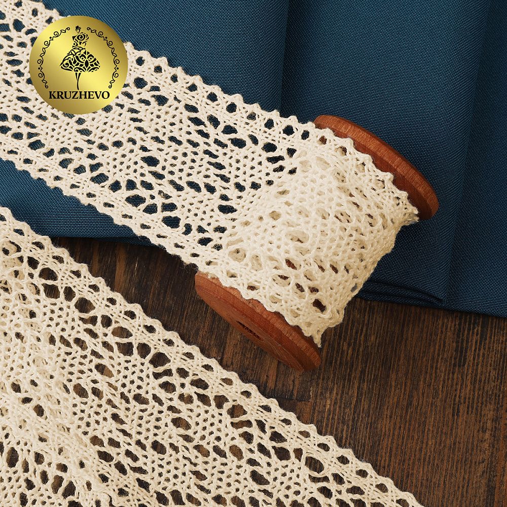 Кружево вязаное (тесьма) 40 мм, 6211 цв.01 молочный, 25м, Kruzhevo