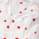 Шелк Армани 90 г/м², 150 см / 2 метра, TBYArm-hrt1, белый сердечки